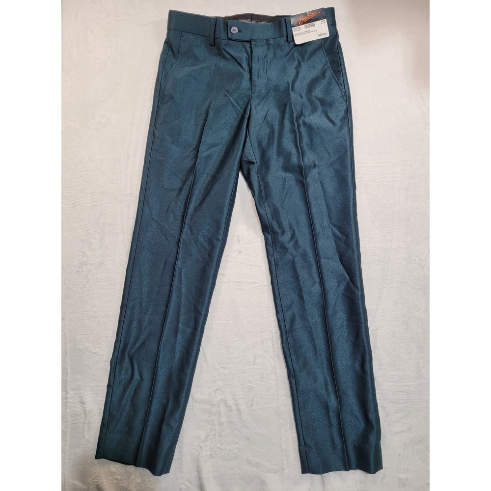Egara Dress Pants Mens 29x30 Teal New Skinny Fit‎ Stretch Iridescent Flat Front